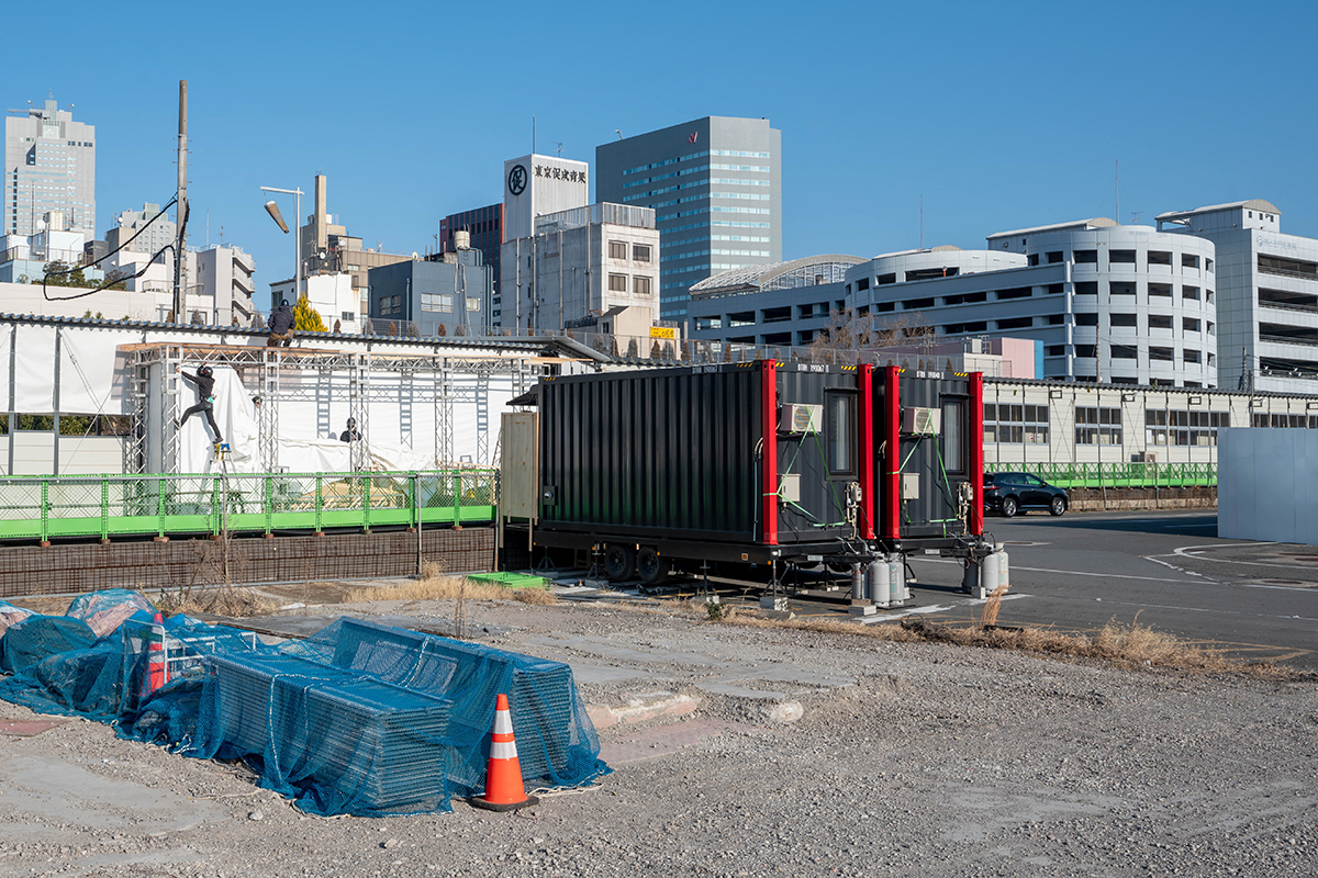 レスキューホテル設置の様子(東京都中央区)
